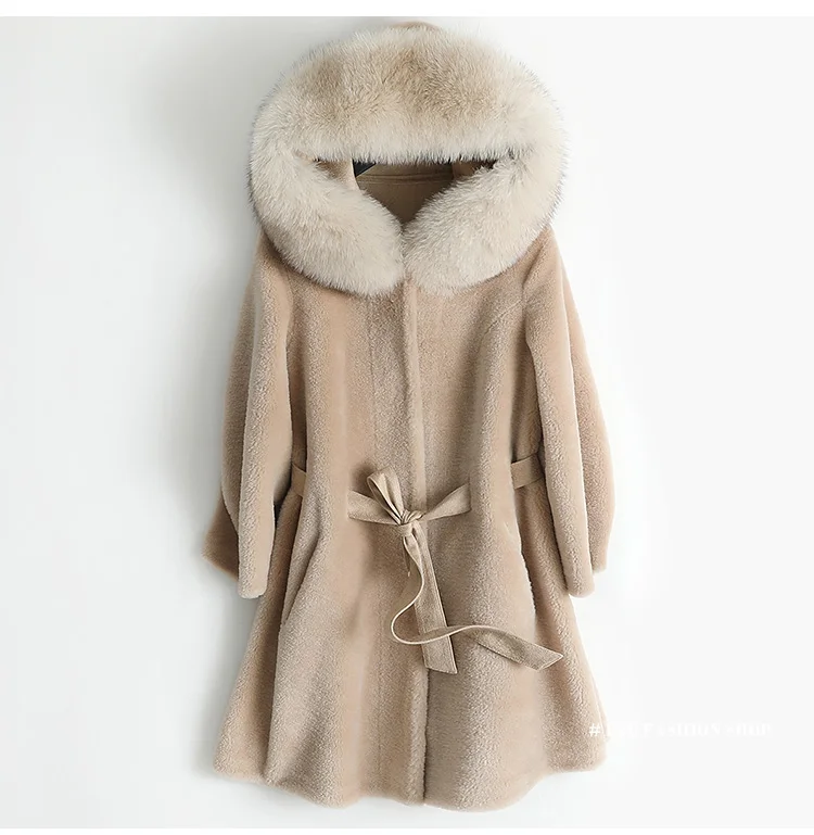 AYUNSUE зимнее пальто из натурального меха женская одежда с капюшоном из овечьей шерсти шерстяная куртка корейские женские пальто Manteau Femme 968096 YY1511