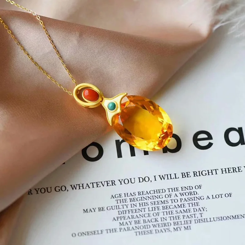 Цитриновые серьги LANZYO ювелирные изделия в подарок на день рождения из серебра 18*25