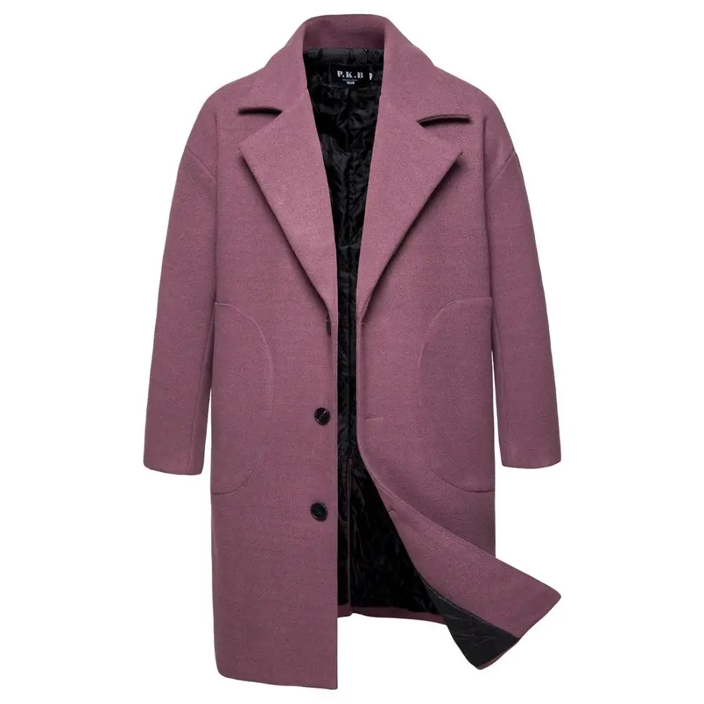 Мужское зимнее шерстяное пальто новое модное однотонное теплое плотное