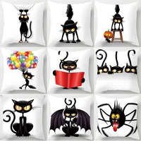 new cartoon funny black cat cushion cover polyester 3d balloon decor pillowcase spider bat throw pillow cover for sofa car 4545