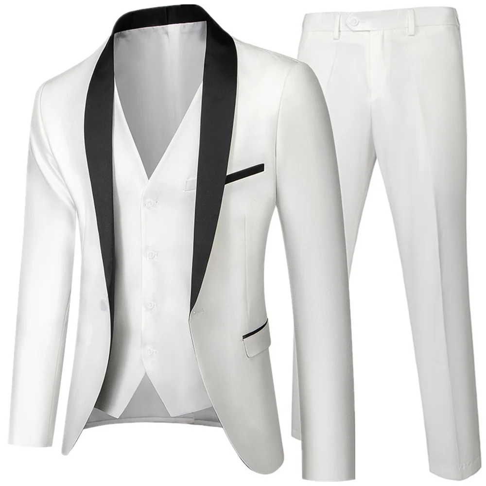 

Black Men Retrieve Wedding Party Three Pieces Set Size 5XL 6XL Male Blazer Jas And Vest Mode Slim fit Pak