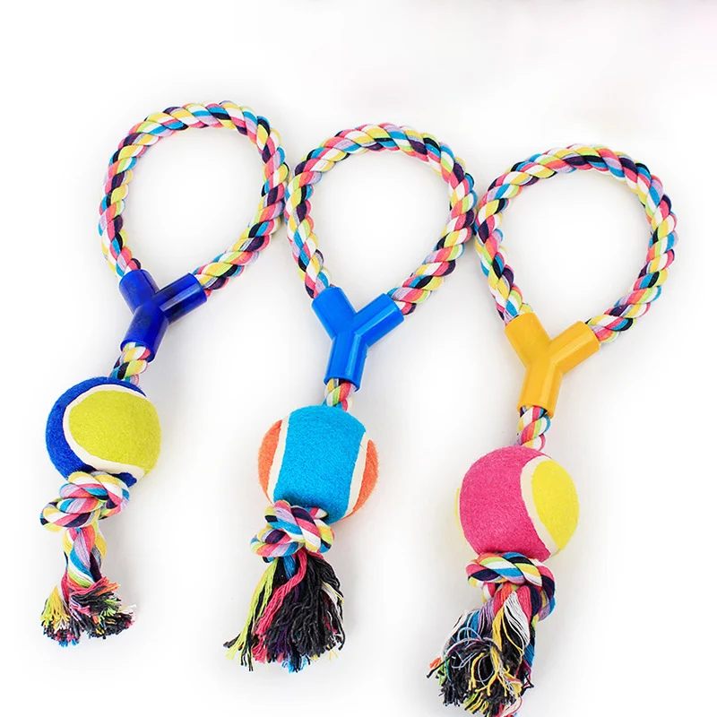 

Funny Educational Pet Toy Pull Cotton Rope Ball Pet Cotton Rope Toy Dog Toy With Tennis Training Toy Large