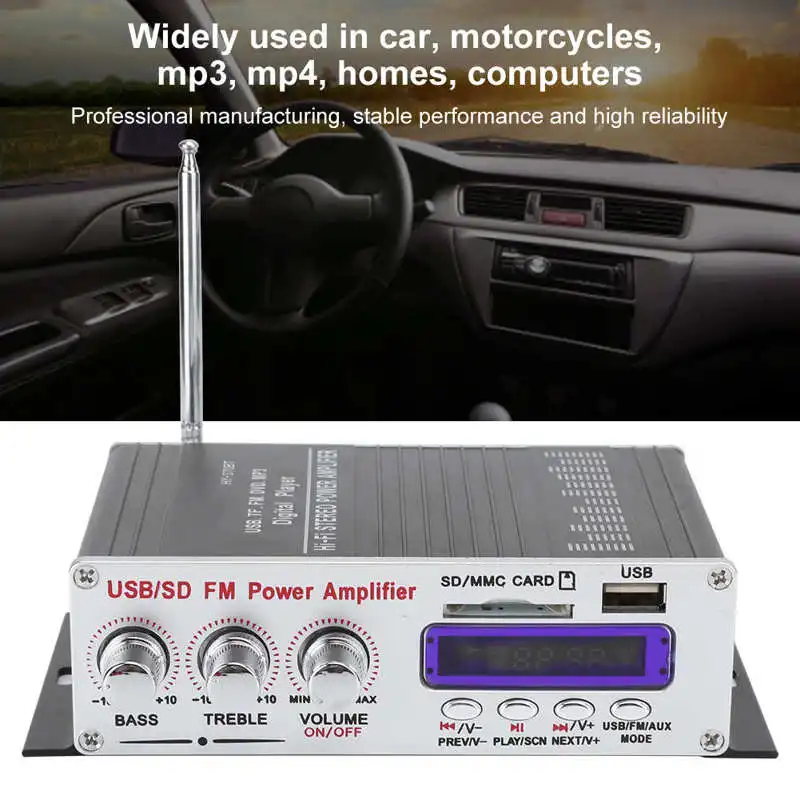 Усилитель микрофона домашний Bluetooth усилитель мощности HIFI стерео FM Аудио Цифровой