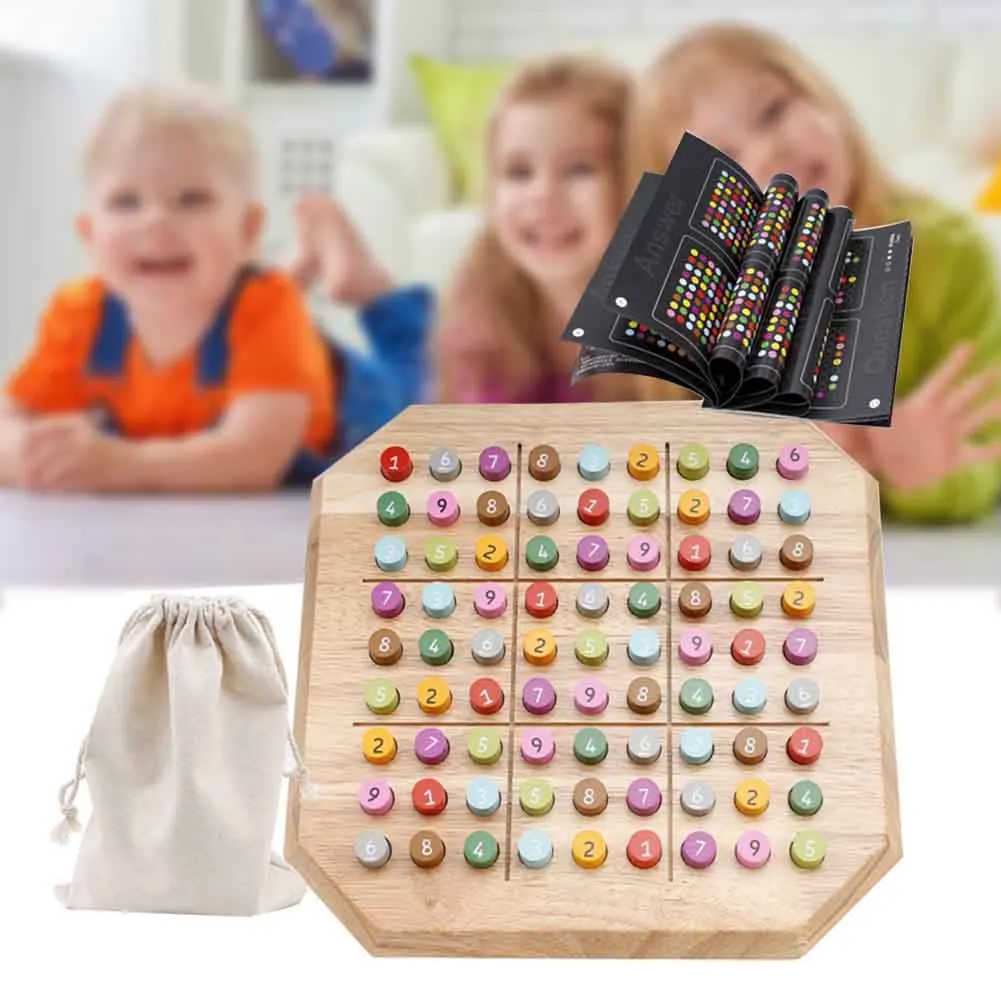 

Storage Bag Educational Toys Board Digits 1 To 9 Gifts Wooden Sudoku Game Chess Intelligence Development For Children Desktop