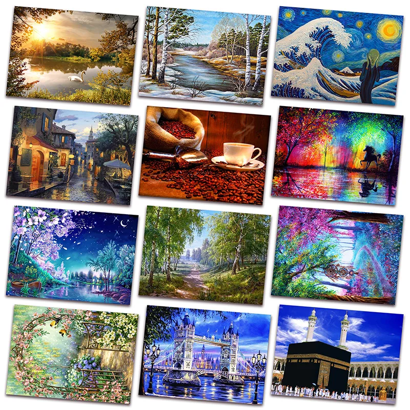 

Алмазная вышивка с изображением пейзажа с изображением океана 5D "сделай сам", вышивка крестом со звездами, небом, круглая Алмазная мозаика с ...