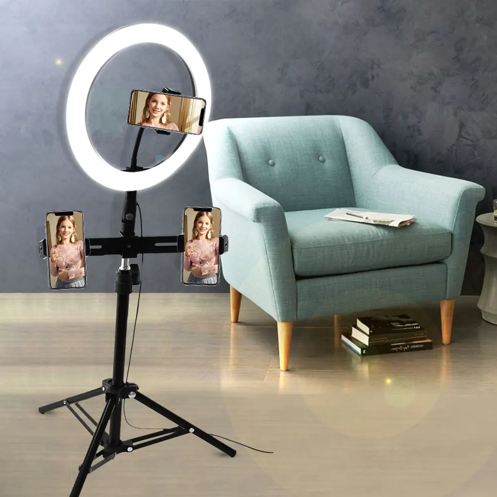 10 &quotсветодиодная кольцевая лампа для селфи YouTube Video Live 3200-5500k фотостудии