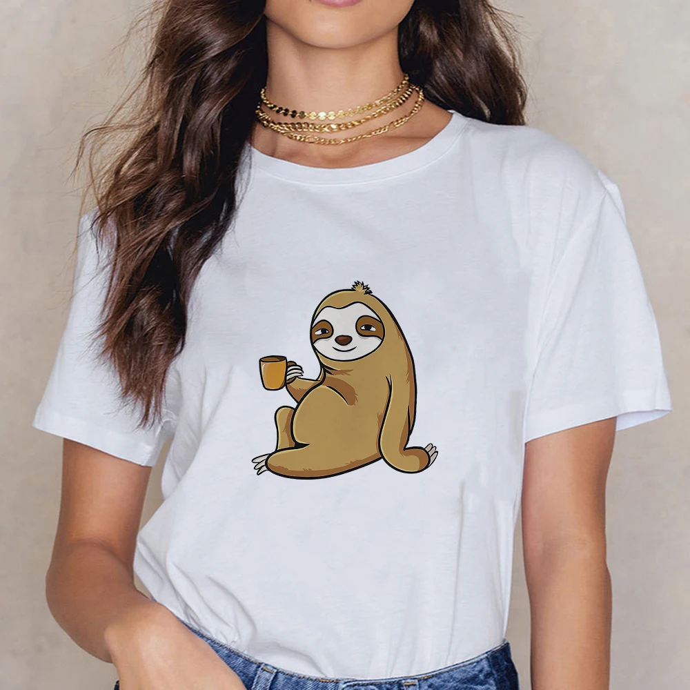

Casual Sloth Cute T shirt Women 2021 Fashion European Summer Top Best Friend Girl Can Do Anything Oversize Sexy Crewneck Hipster
