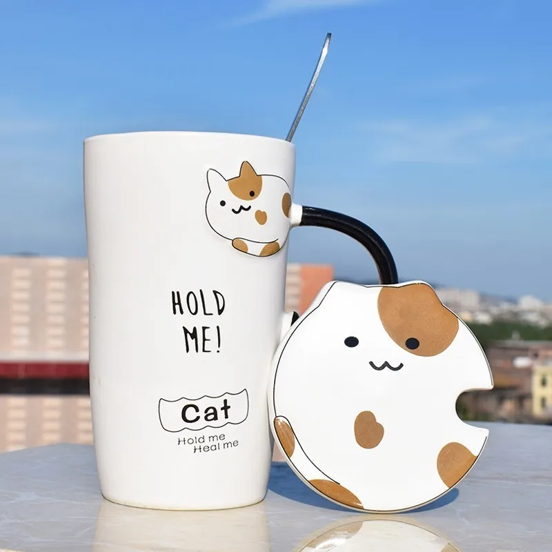 Керамическая кофейная кружка с милым котом креативная посуда для напитков