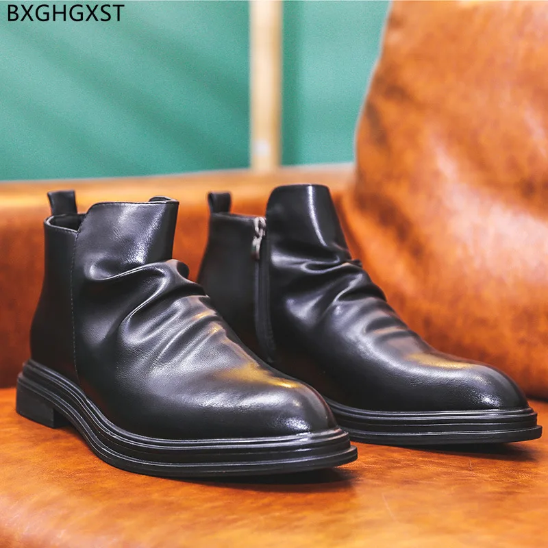 Chelsea Boots Men Winter Shoes Men Motorcycle Boots for Men Male Leather Boots Man Luxury Designer Shoes for Man 2022 Chaussure