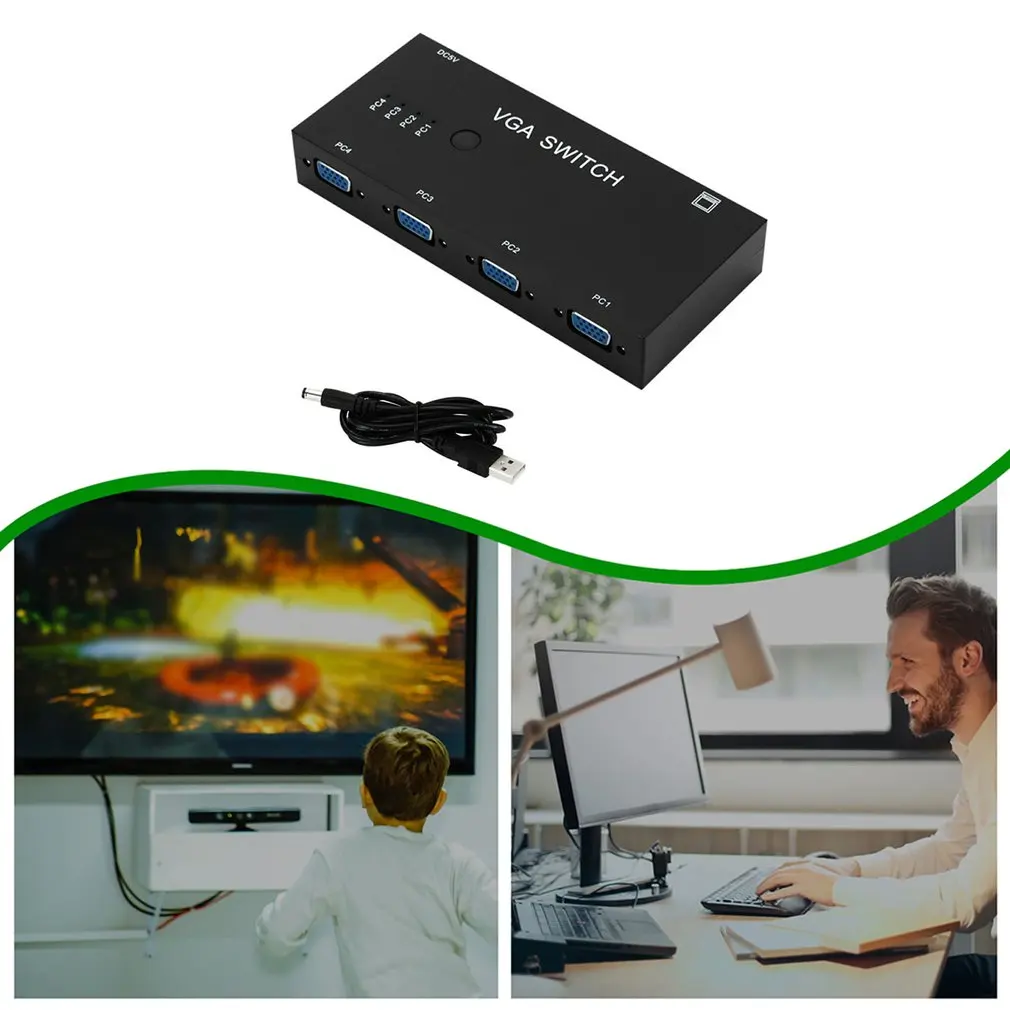 VGA коммутатор четыре в одном из 4 вырезанный 1 компьютер vga видео конвертер HD