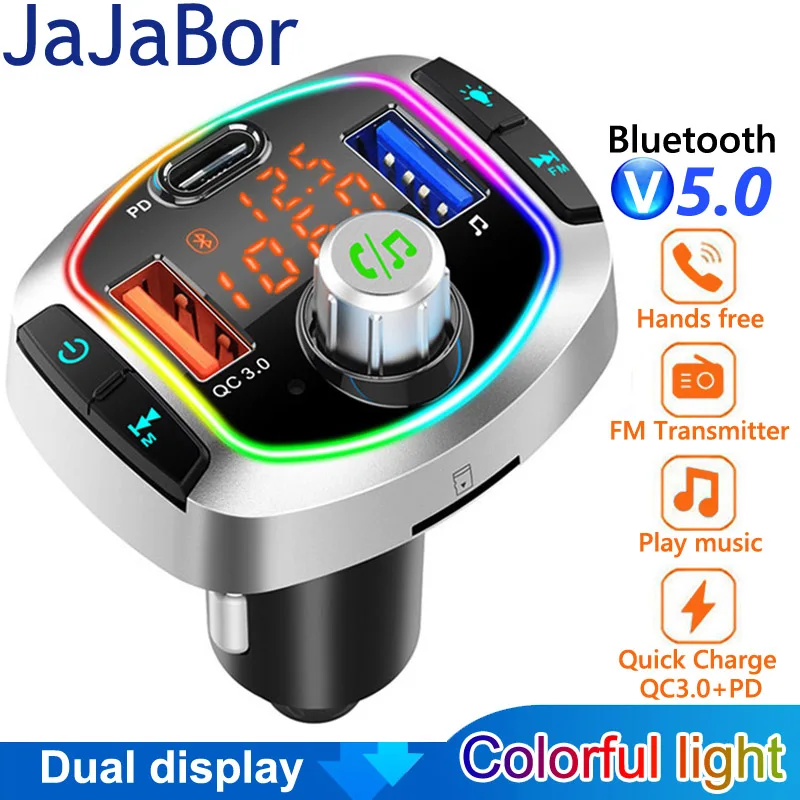 

Автомобильный комплект JaJaBor Bluetooth 5,0, стандартный автомобильный mp3-плеер с быстрой зарядкой PD18W QC3.0, автомобильное зарядное устройство