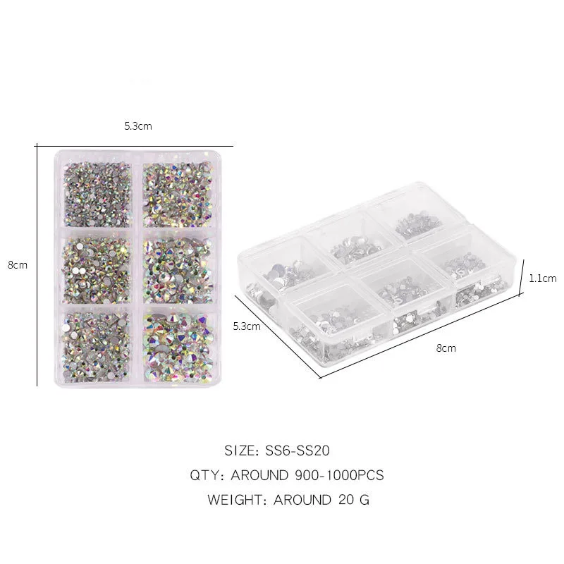 

1 Box Shiny Crystal Nail Art Rhinestone Colorful Gold Silver Clear Flat Bottom Mixed Shape DIY Nail Art 3D Decorations Tips