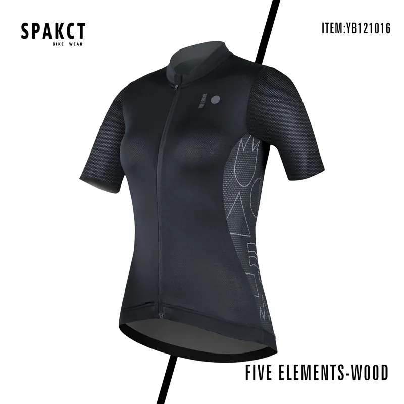 

Spakct Spring And Summer Mountain Bike Short-sleeved Breathable Cycling Jersey Women's Jacket Road Bike Suit Black Full Zipper