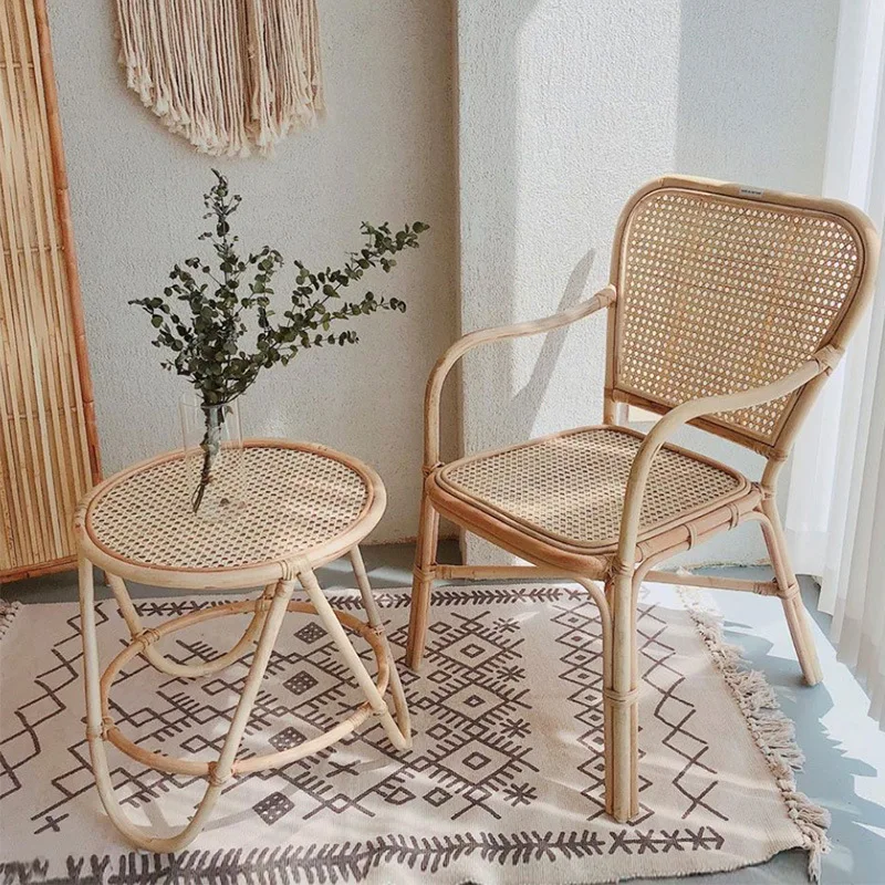 Kitchen Furniture Customized Rattan House Chair Coffee Creative Dining Chairs Handmade Rattan Simple Chair