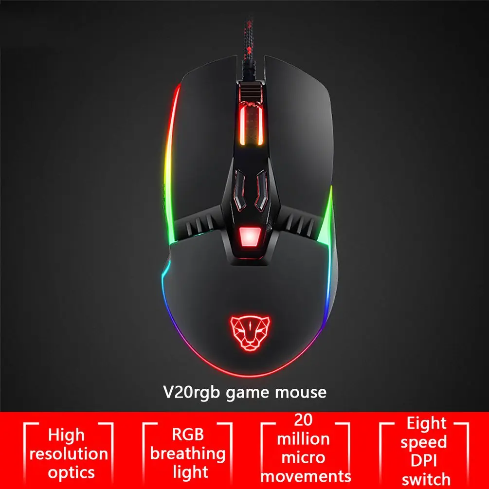 

Ergonomic Wired Gaming Mouse 5000DPI USB Computer Mouse RGB Full Color Luminous Gaming Mouse Suitable for PC Laptop