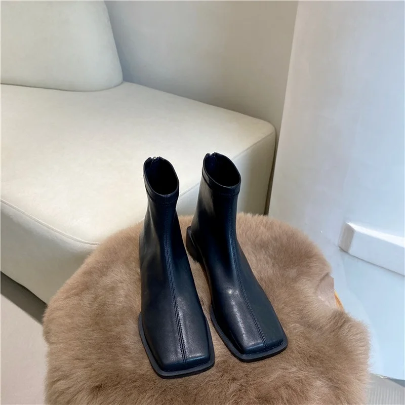 Chelsea Boots Mid Heels Women Shoes 2021 New Winter Designer Cozy Dress Snow Pumps Fashion Casual Ankle Warm Goth Mujer | Обувь