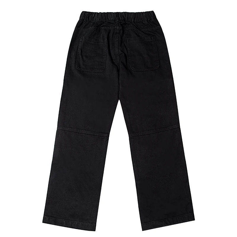 

Harajuku Sashes Patch Retro Straight Black Jeans Pants for Men Oversize Washed High Street Casual Denim Trousers