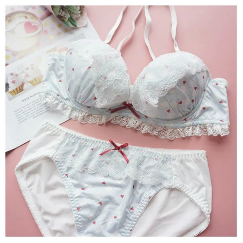 

Plus Size Lingerie Set Sexy Bras and Panties Sets for Women Intimate Underwear Blue Push Up Bra Panties Underwire 2 Piece 2021