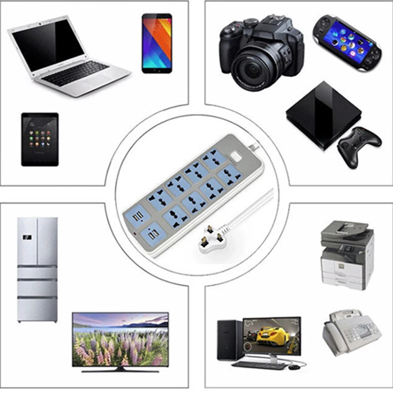 Новый Умный удлинитель 10 А с 4 USB-портами и поддержкой быстрой зарядки |