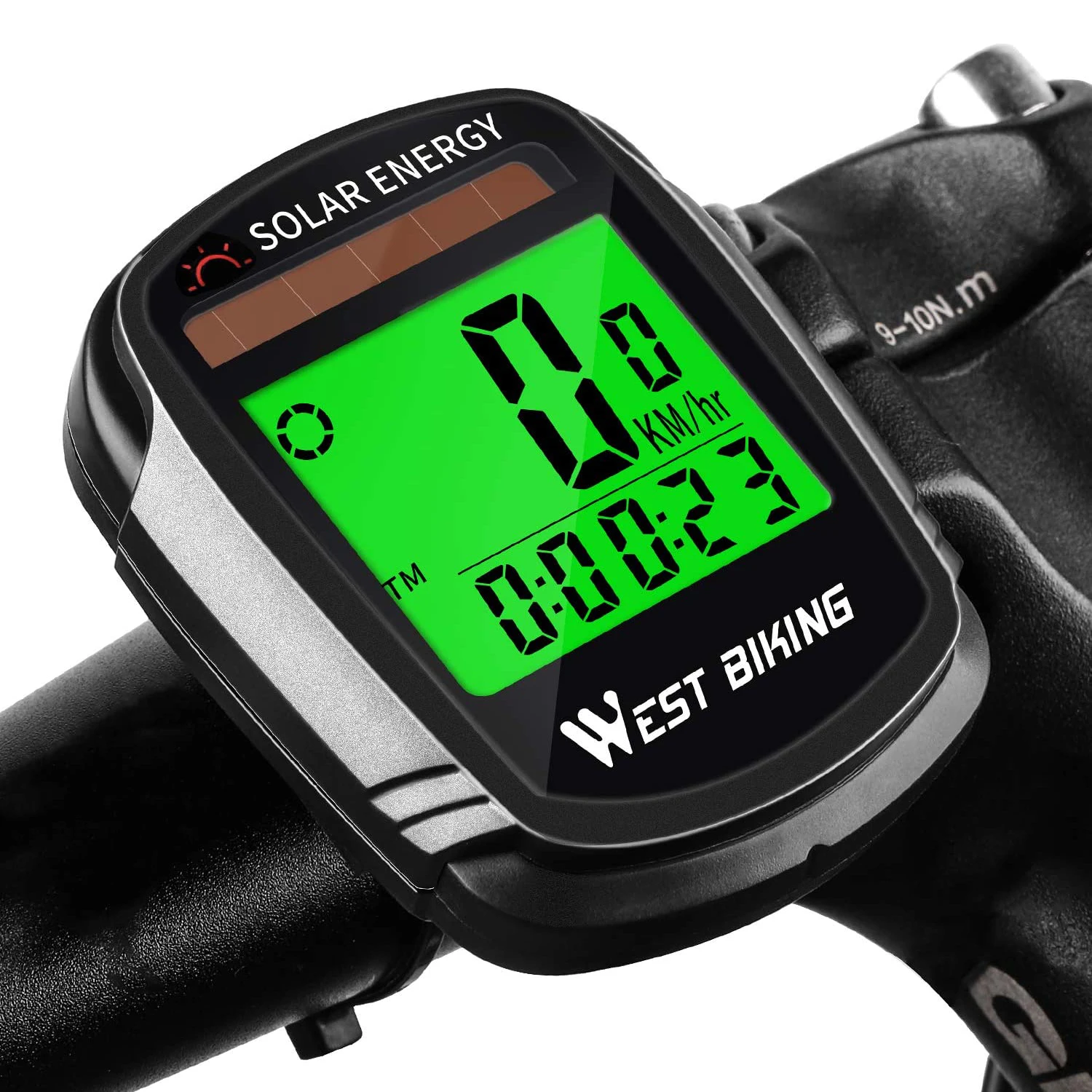 

WEST BIKING Bike Computer with Solar Energy Bicycle Speedometer and Odometer Wireless Waterproof Cycling Computer LCD Backlight