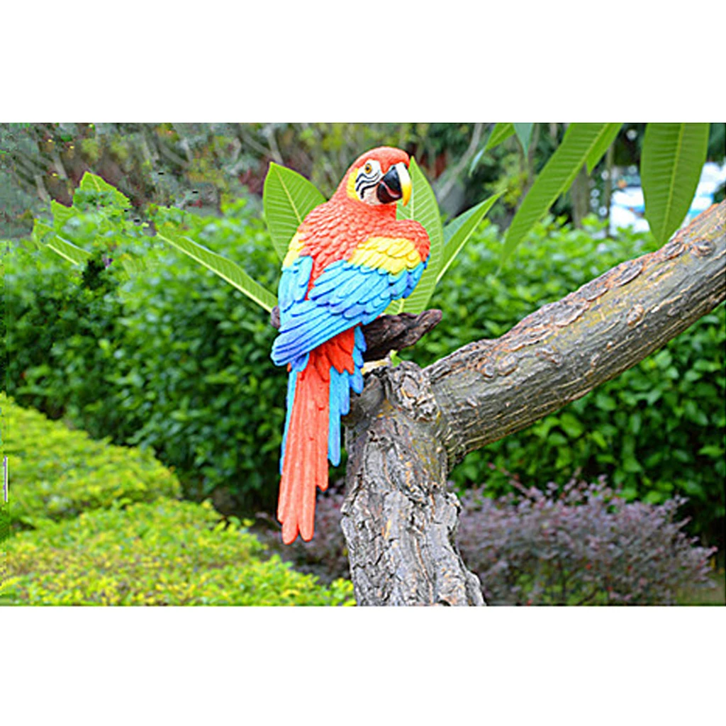 Parrot Statue Sculpture Standing on branches for Patio Garden Lawn and Nature Lovers Tropical Bird Collectors Gift | Дом и сад