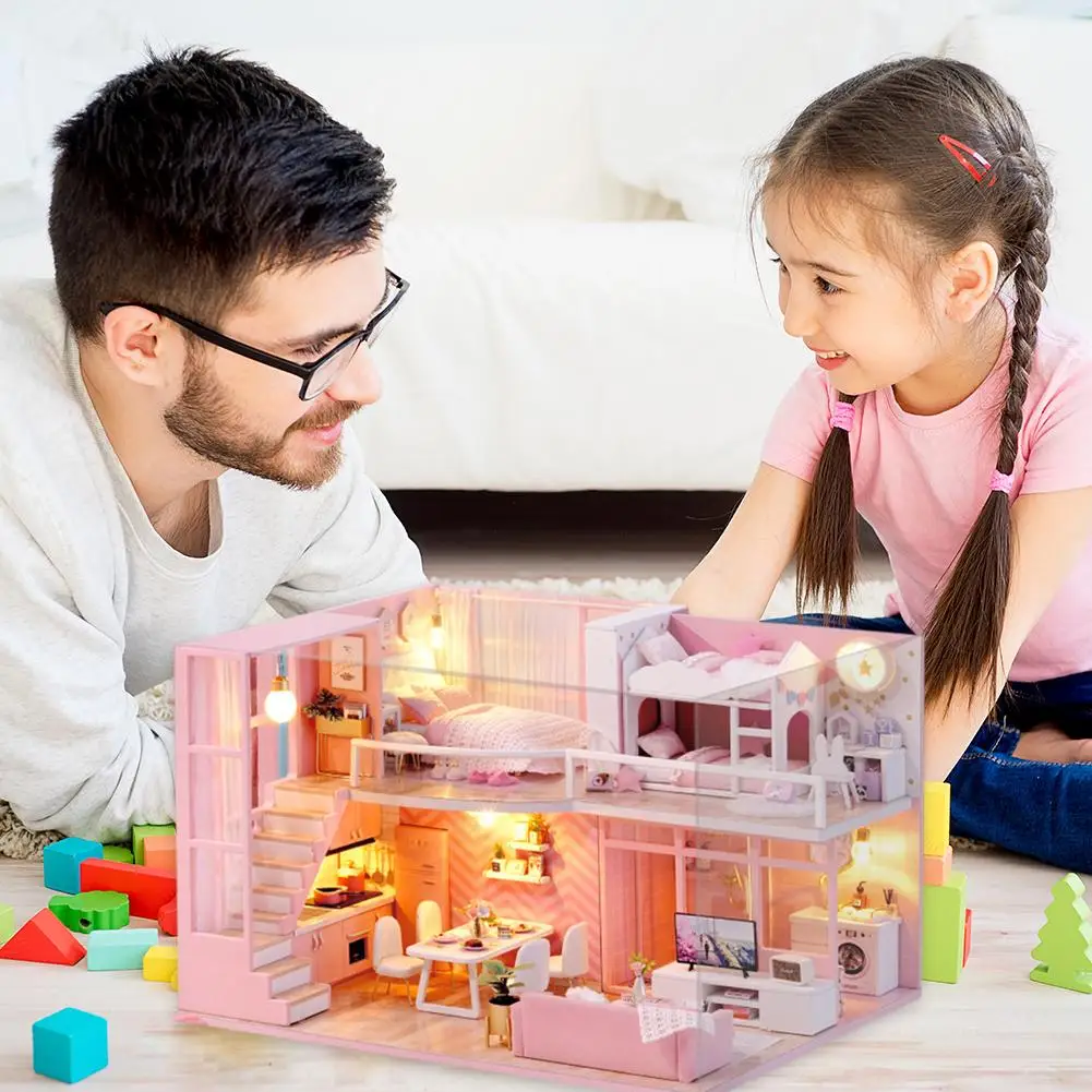 

Деревянный кукольный домик, набор мебели, игрушки для детей, подарки на день рождения, деревянные поделки, украшения, Декор, ангел мечты, «сд...