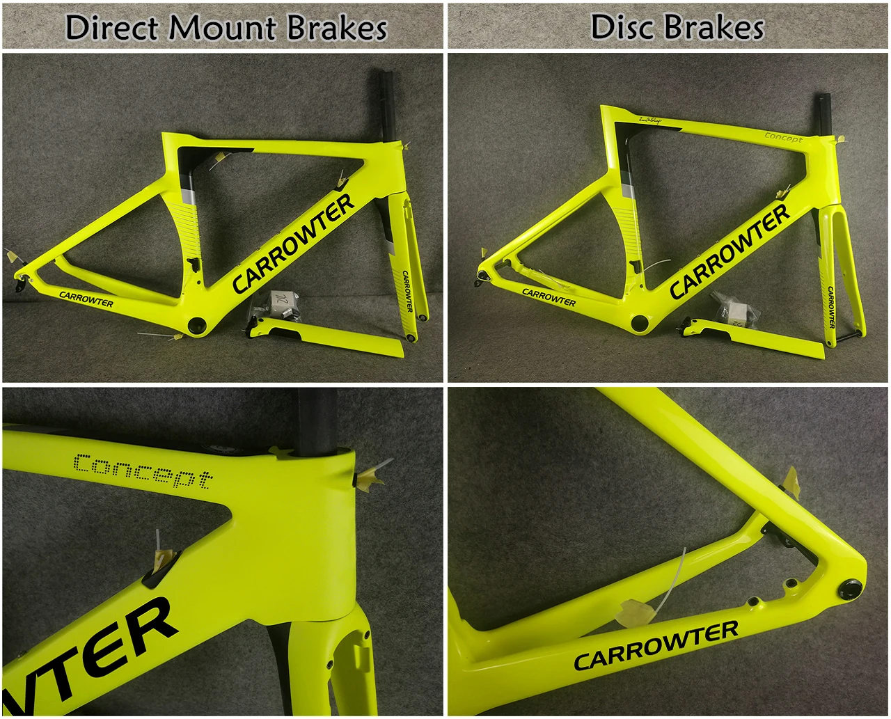 

Fluorescent Yellow T1000 UD Matte Concept Direct Mount Brakes Carbon Road Frame Disc Frameset with 45 48 50 52 54 56cm C64 V3Rs