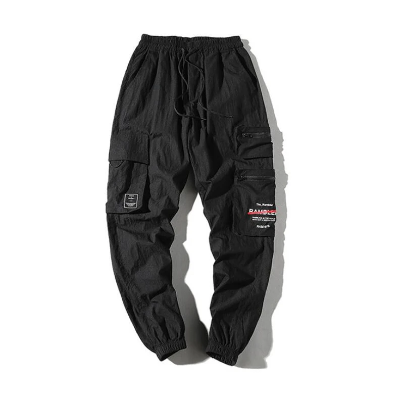 Black 9024 Harajuku/Одежда для пребывания на открытом воздухе штаны, новые модные штаны уличная шить Цвет Джоггеры в стиле «хип-хоп», длинные штаны Для мужчин с эластичной резинкой на талии, брюки-карго - Цвет: Black 9024