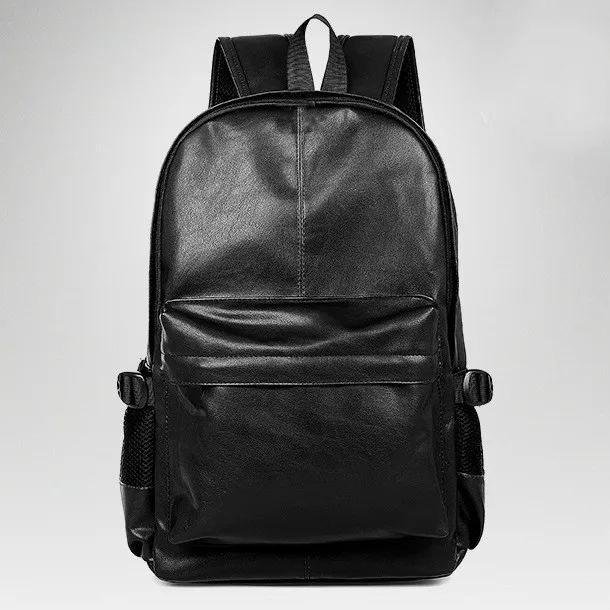 

New Solid Retro PU Men's Backpack Large Capacity High Quality Microfiber Leather Shoulder Bag Student Bag Business Laptop Bag