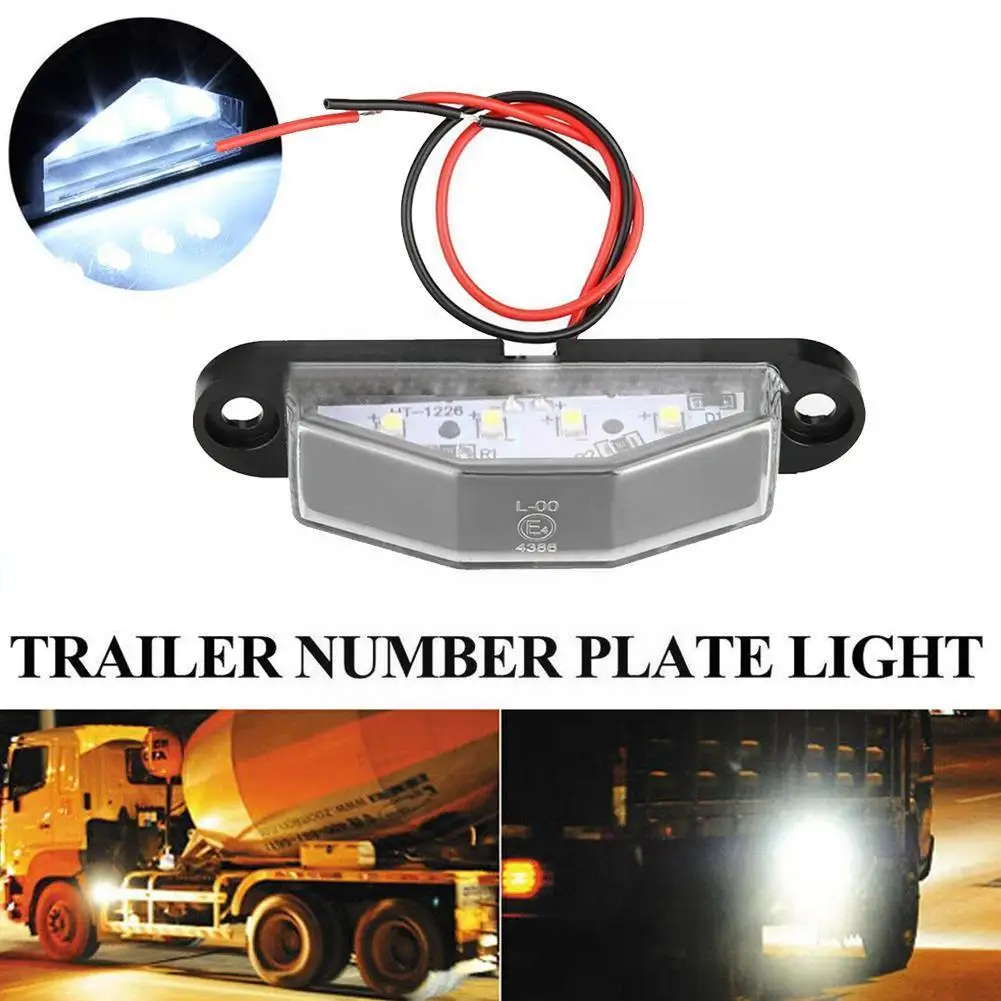 

2Pcs 12V 24V 4 LED Car Truck Number License Plate Light Tail Lamp For Trailer Light Boat RV Rear V2T1
