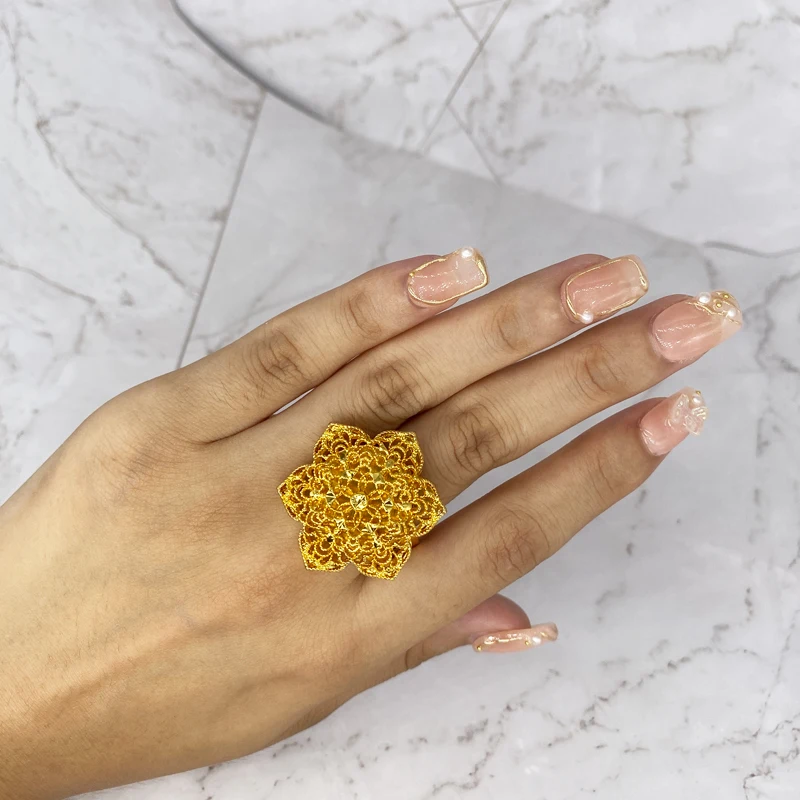 

Free Size Ethiopia Rings Dubai rings For women Fashion 24K gold Plated African Party wedding Middle East Rings Hallowe gift
