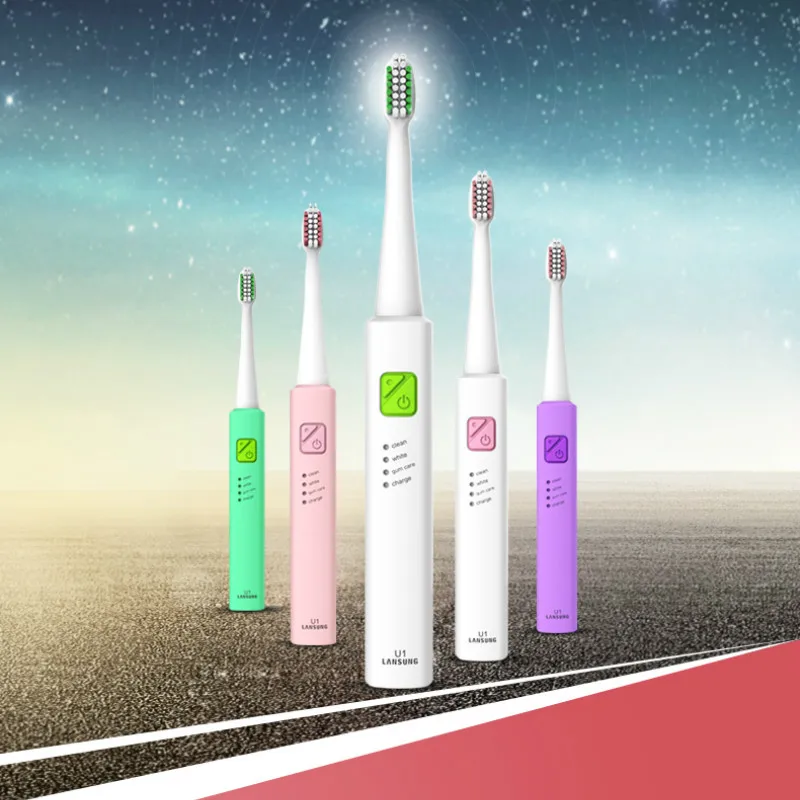 Зубная щетка ультразвуковая аккумуляторная с 4 насадками USB портом|Электрические