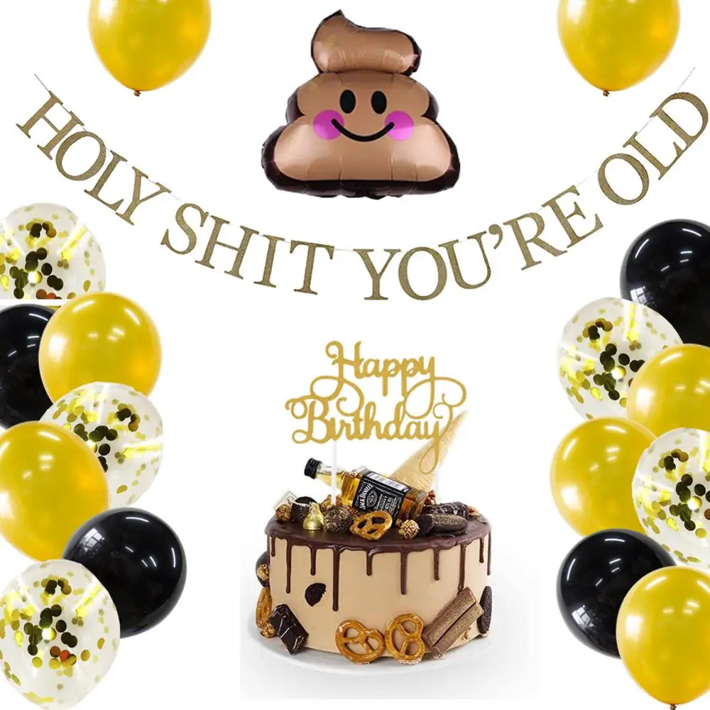 Блестящий золотой сверкающий баннер со святой надписью You is Old забавный на день