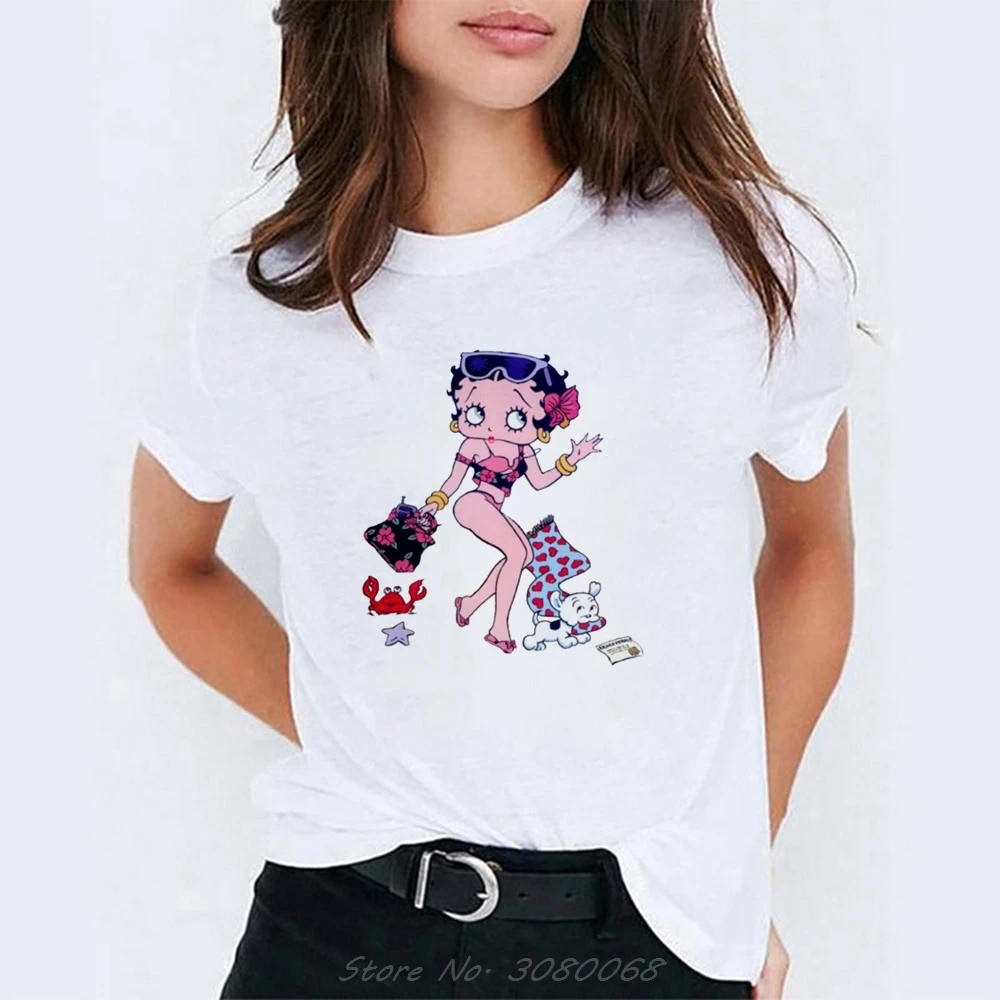 Betty Boop футболка женская летняя Эстетическая женская одежда футболка с Микки Маусом Женская Модная стильная женская футболка