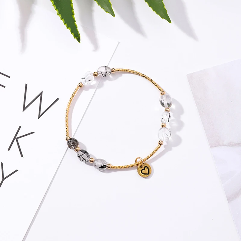 Корейский простой милый несимметричный браслет с подвеской в виде сердца птицы