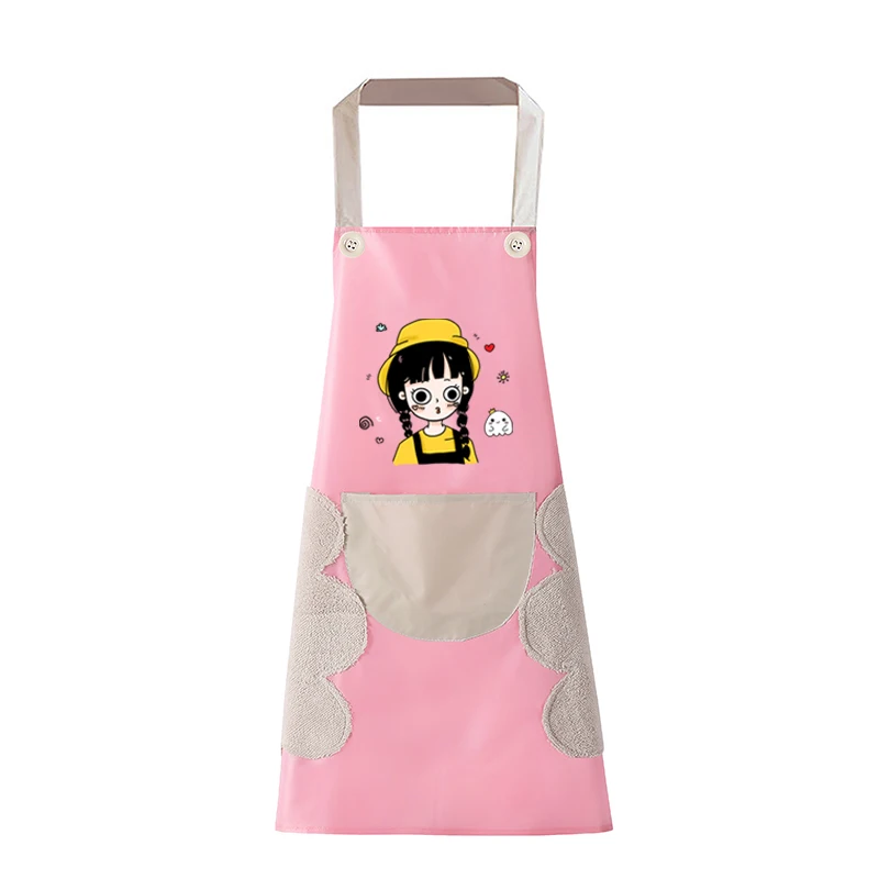 

Apron Wipable Hand Kitchen Household Nordic Cartoon Cute Fashion Overalls Adult Gown