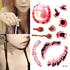 Водостойкая Реалистичная тату-наклейка на Хэллоуин, ужас, зомби, поклевки, поклевки вампира, временные тату-наклейки