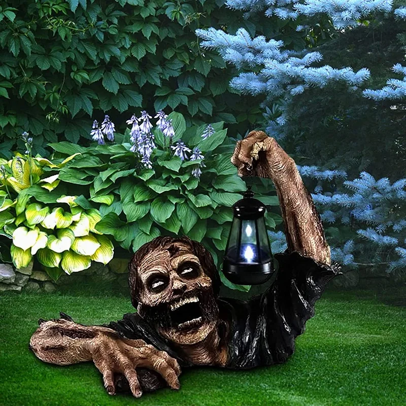 

Удерживающий зомби фонарь из смолы, статуя сада зомби, садовая статуя гнома из фильма ужасов для наружного украшения на Хэллоуин