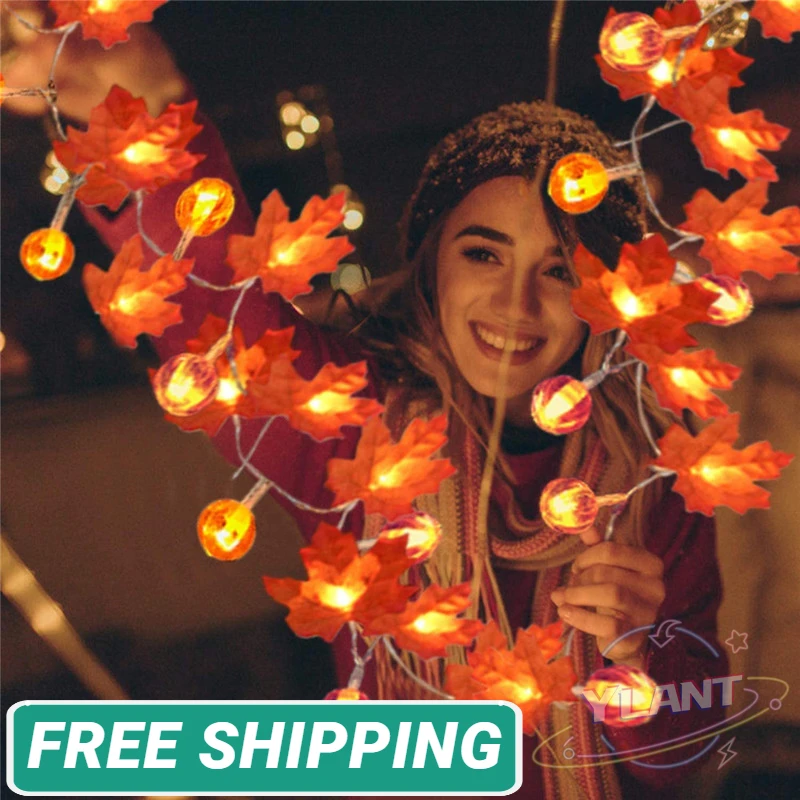 

LED String Lights Maple Leaves Garland Led Fairy Lights for Christmas Decoration Halloween Pumpkin Xmas Holiday Party Wedding