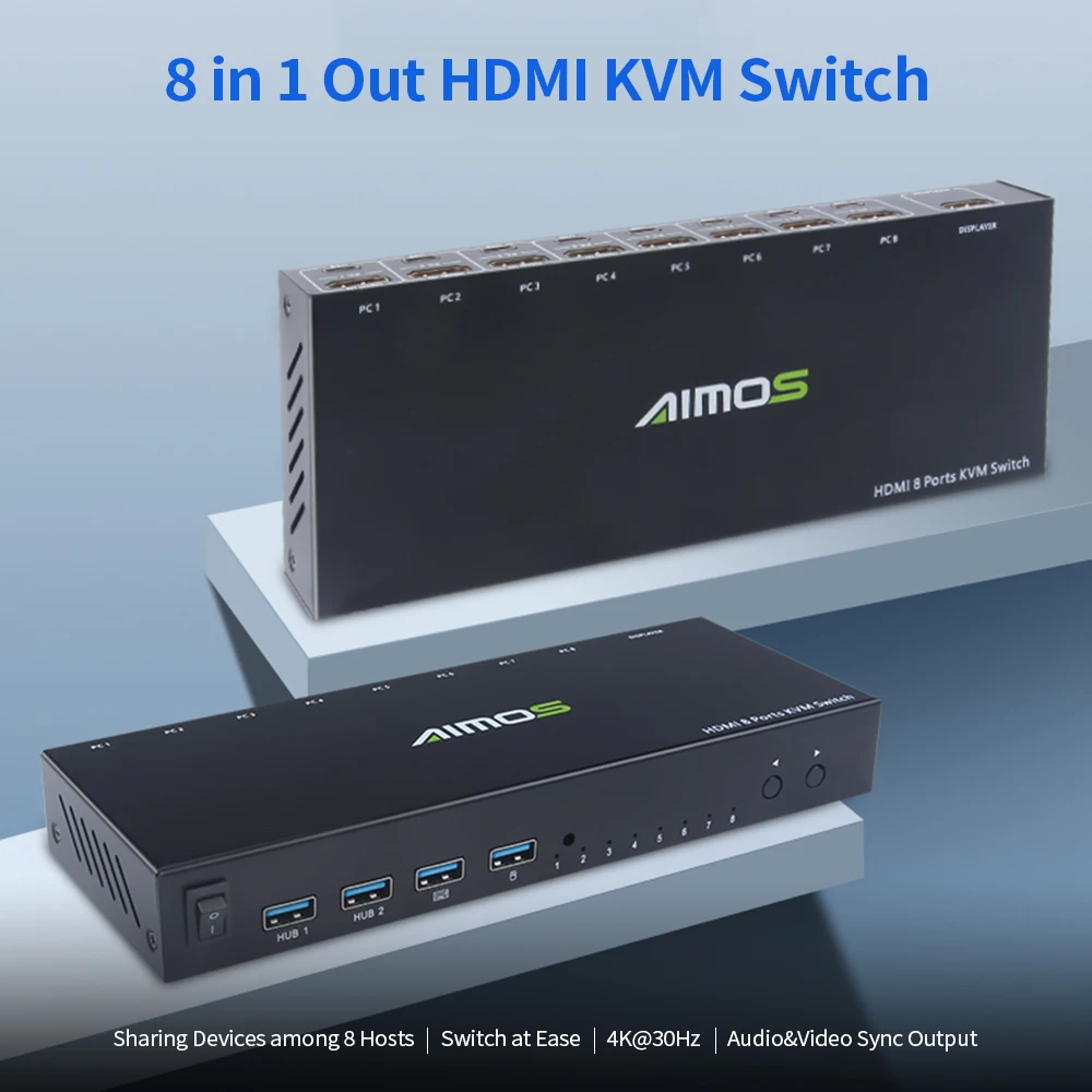 AIMOS 8 в 1 выход HDMI KVM переключатель обмен монитор/клавиатура/мышь/принтер среди