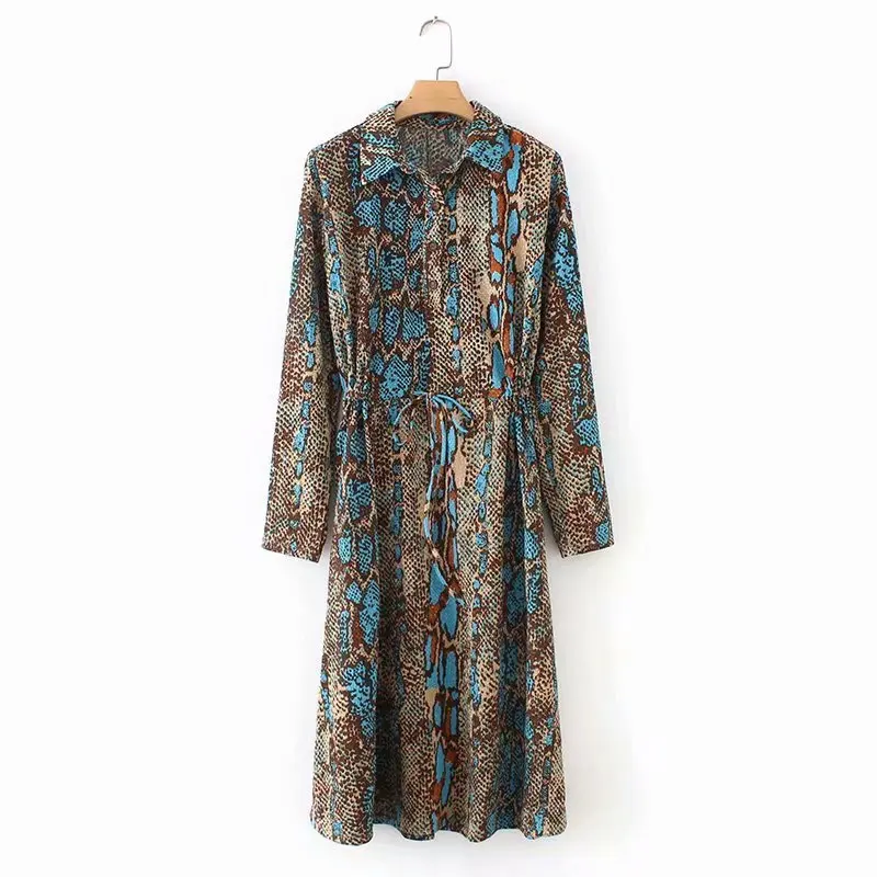 Xiaolu 50 6095 Европейская и американская мода платье рубашка со змеиным