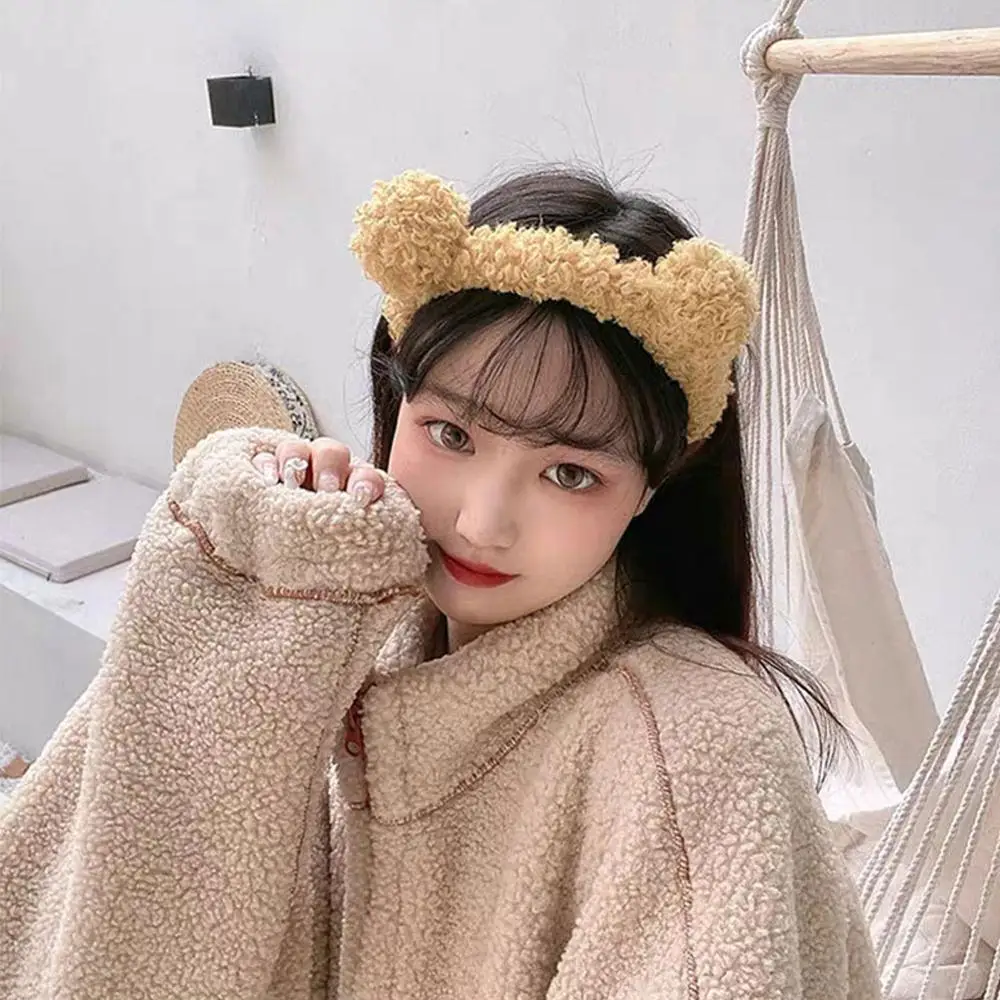 Простая Женская повязка для волос с маленьким медвежонком из овечьей шерсти