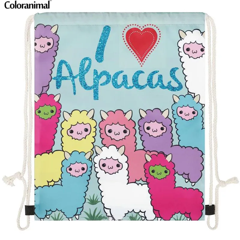 Рюкзак на шнурке Coloranimal для женщин/мужчин ранец с мультяшным принтом ламы-альпака