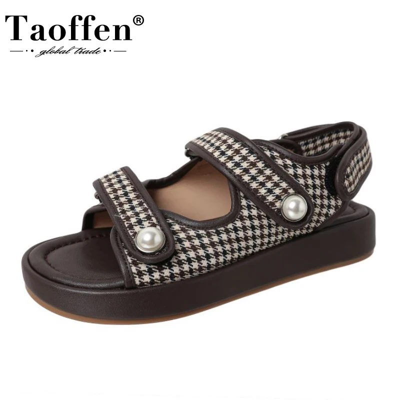 

TAOFFEN/Новинка; Женские босоножки на плоской подошве; Женская летняя обувь с бусинами; Модная повседневная обувь для женщин; Повседневная обув...