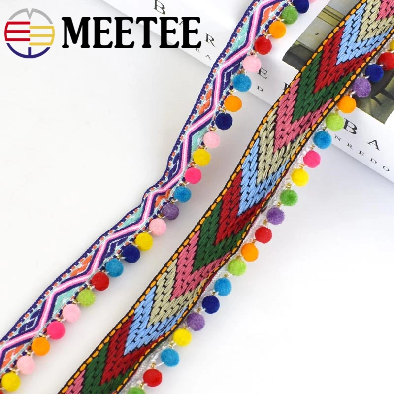 5 ярдов красочные жаккардовые тесьма бахрома бисером помпон отделка кисточкой