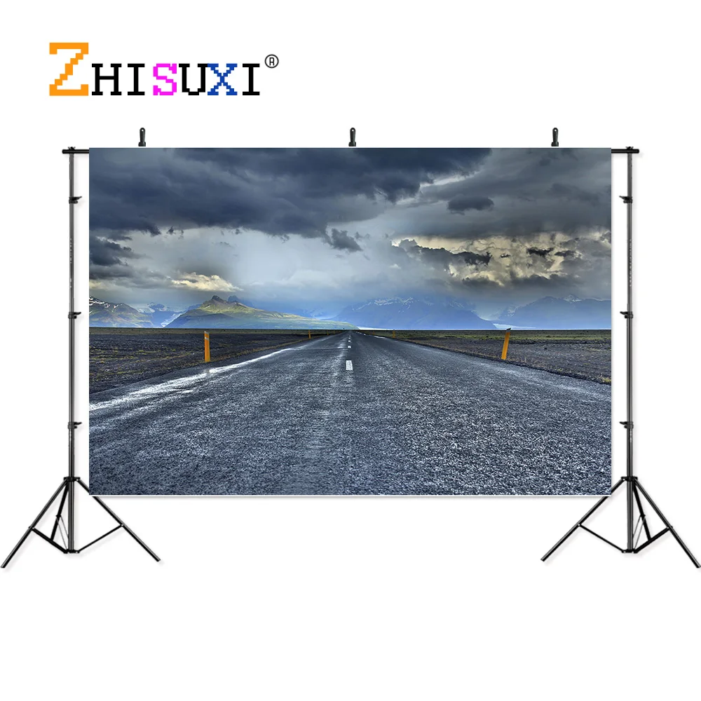 

Highway Natural Scenery Photography Background Travel Landscape Vinyl Photo Backdrops Studio Props 2162 TKGL-06