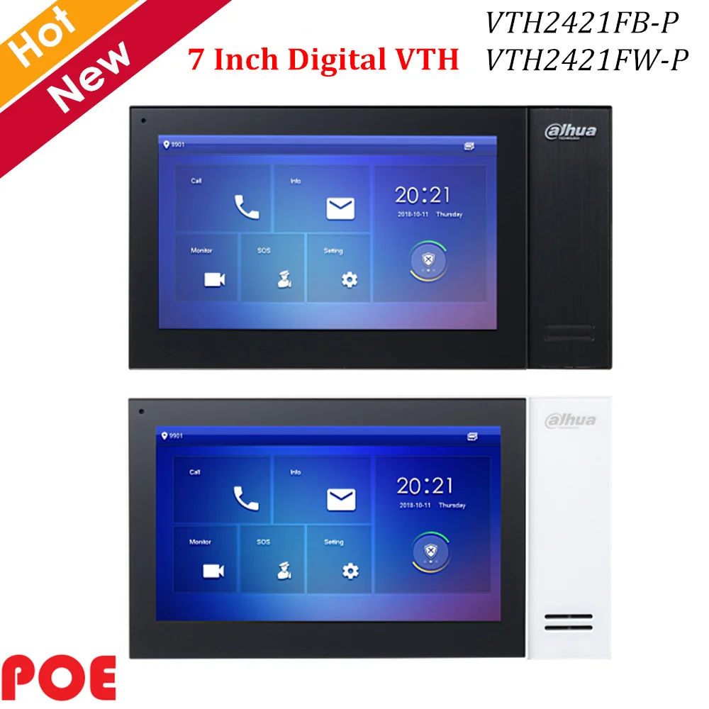 Dahua видео интеркомы IP цифровой " TFT сенсорный экран Поддержка 8 ГБ sd-карты и POE VTH2421FB-P VTH2421FW-P дверной звонок аксессуар