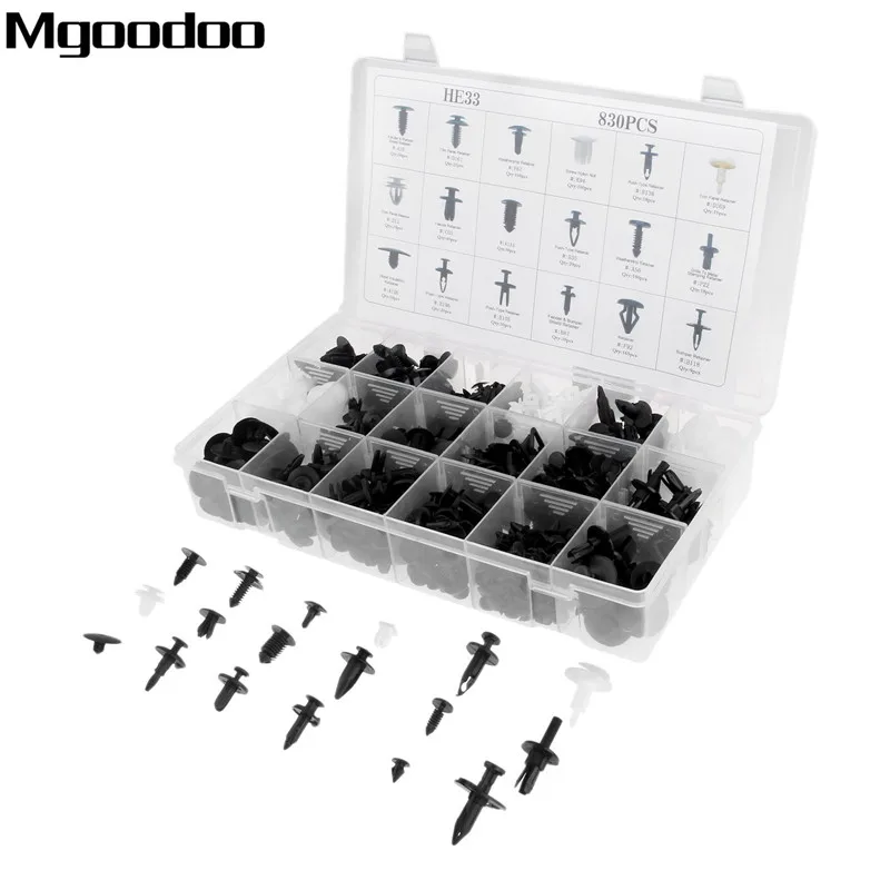 Mgoodoo 830 шт. смешанный Автомобильный Крепеж Универсальный упаковочный зажим для