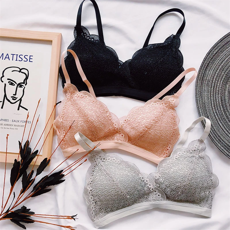 Прозрачное нижнее белье бюстгальтер женское кружевное вязаное повседневный