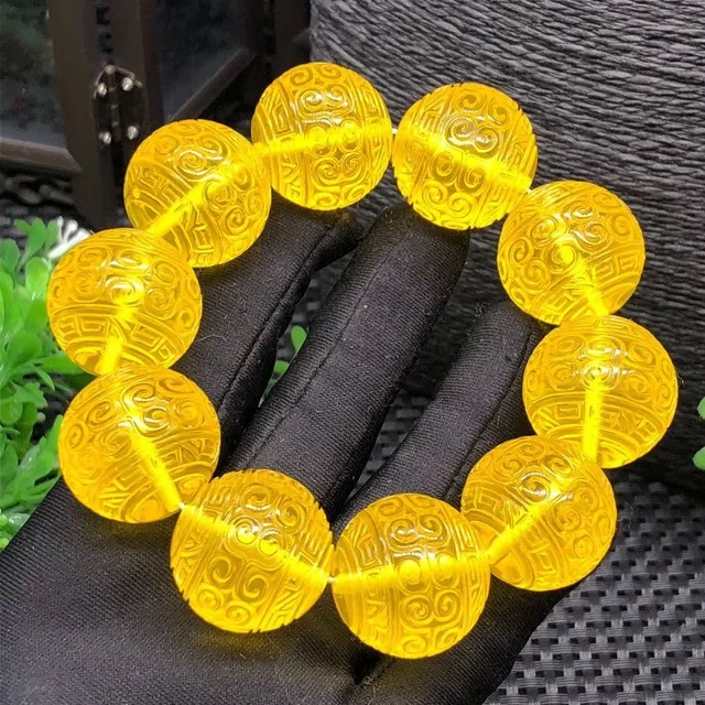 Натуральные старые язычковые браслеты с янтарными бусинами желтые мужские